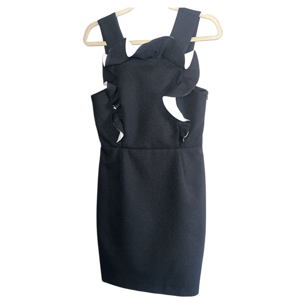 Claudie Pierlot Reglisse Bis Black Ruffle Cocktail Mini Dress Size 38 US 6‎